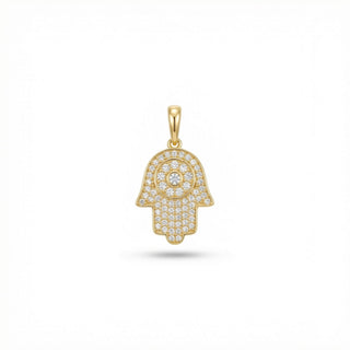 Pavé Hamsa Hand with Evil Eye Moissanite Pendant view 7