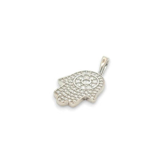 Pavé Hamsa Hand with Evil Eye Moissanite Pendant view 2
