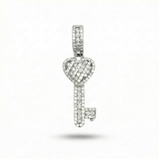 Pavé Heart Key Moissanite Pendant