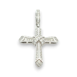 Pointed Cross with Wrapped X Center Moissanite Pendant.