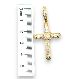 Pointed Cross with Wrapped X Center Moissanite Pendant.