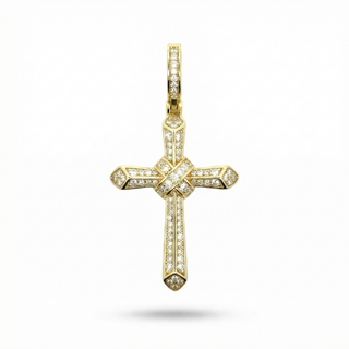 Pointed Cross with Wrapped X Center Moissanite Pendant.