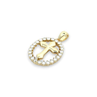 Polished Cross with Pavé Oval Halo Moissanite Pendant view 5