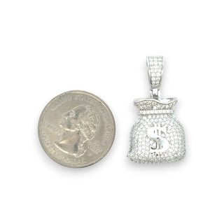 1.3ct Puffy Money Bag with Dollar Sign Moissanite Pendant