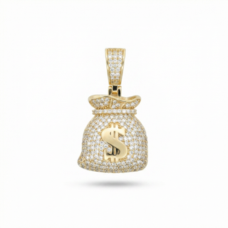 1.3ct Puffy Money Bag with Dollar Sign Moissanite Pendant