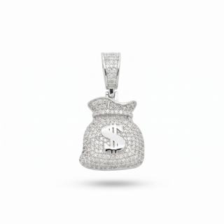 1.3ct Puffy Money Bag with Dollar Sign Moissanite Pendant
