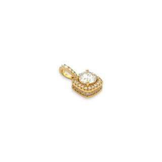 Round-Cut Cushion Double Halo Moissanite Pendant