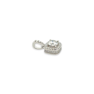Round-Cut Cushion Double Halo Moissanite Pendant