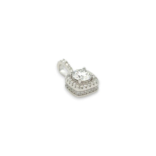 Round-Cut Cushion Double Halo Moissanite Pendant