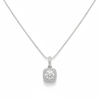 Round-Cut Cushion Double Halo Moissanite Pendant