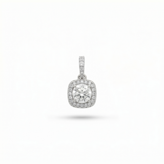 Round-Cut Cushion Double Halo Moissanite Pendant