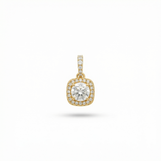 Round-Cut Cushion Double Halo Moissanite Pendant