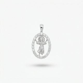 Divine Mercy Oval Medal Moissanite Pendant
