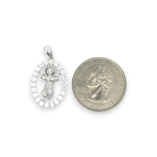 Divine Mercy Oval Medal Moissanite Pendant