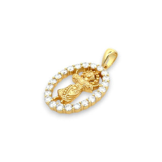 Divine Mercy Oval Medal Moissanite Pendant