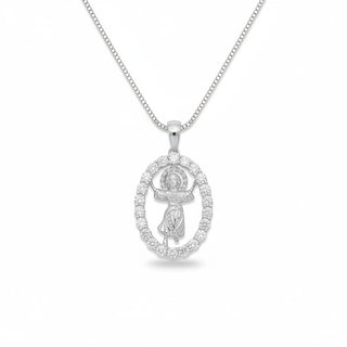 Divine Mercy Oval Medal Moissanite Pendant