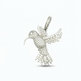 Humming Bird Iced Out VVS 2.4CT Moissanite 925 Sterling Silver or Gold Vermeil