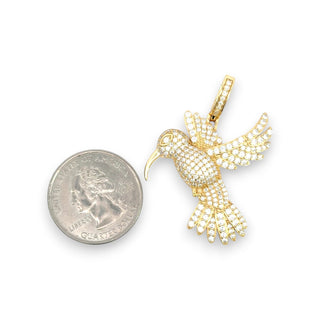 Humming Bird Iced Out VVS 2.4CT Moissanite 925 Sterling Silver or Gold Vermeil