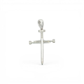 Nail cross moissanite lined pendant VVS 0.8CT 925 Sterling Silver or Gold Vermeil