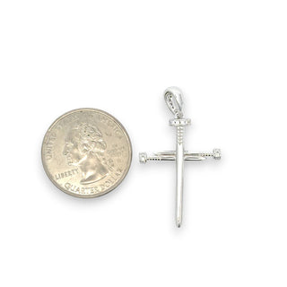 Nail cross moissanite lined pendant VVS 0.8CT 925 Sterling Silver or Gold Vermeil