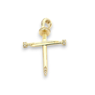 Nail cross moissanite lined pendant VVS 0.8CT 925 Sterling Silver or Gold Vermeil