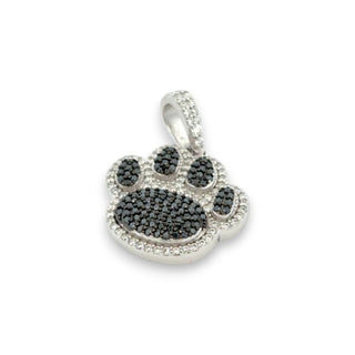 1ct Two-Tone Paw Print Moissanite Pendant