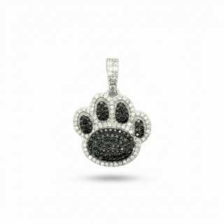 1ct Two-Tone Paw Print Moissanite Pendant