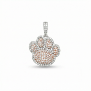 1ct Two-Tone Paw Print Moissanite Pendant