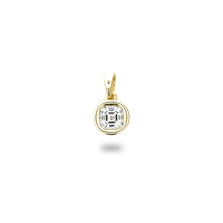 Asscher-Cut Bezel-Set Solitaire Moissanite Pendant in gold vermeil
