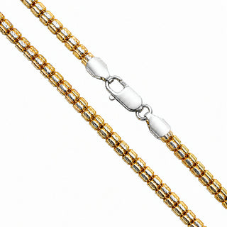 Bead Chain 4mm Two-Tone over 925 Sterling Silver