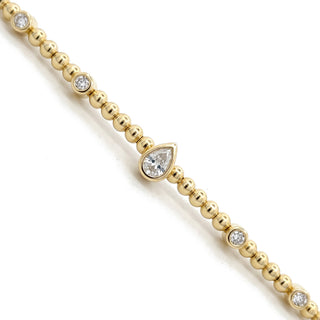 Beaded Five-Station Moissanite Bangle in Sterling Silver, close-up