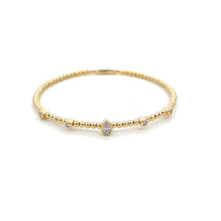 Beaded Five-Station Moissanite Bangle in Sterling Silver