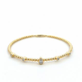 Beaded five-station moissanite bangle in yellow gold vermeil over sterling silver, view 2