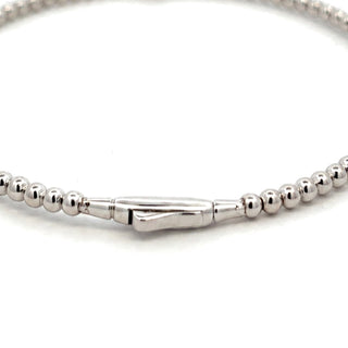 Beaded Marquise Bezel Moissanite Bangle in Sterling Silver, clasp detail