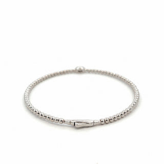 Beaded marquise bezel moissanite bangle in sterling silver, view 2
