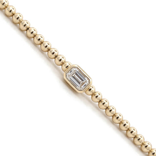 Beaded Rectangle Station Moissanite Bangle in Sterling Silver, close-up