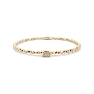 Beaded Rectangle Station Moissanite Bangle in Sterling Silver