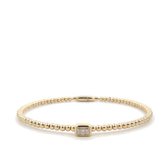 Beaded rectangle station moissanite bangle in yellow gold vermeil over sterling silver, view 2