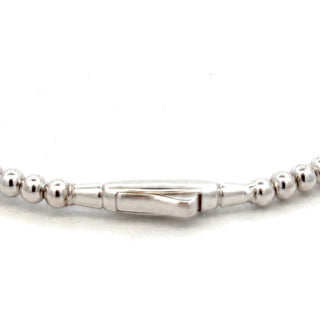 Beaded Round Bezel Station Moissanite Bangle in Sterling Silver, clasp detail