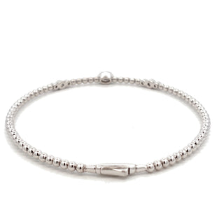 Beaded round bezel station moissanite bangle in sterling silver