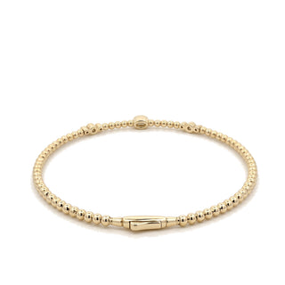Beaded round bezel station moissanite bangle in yellow gold vermeil over sterling silver