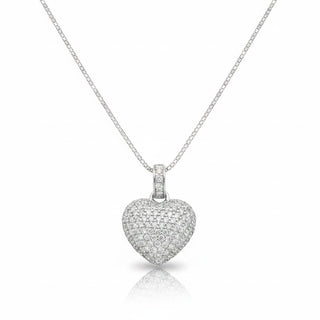 Fully Flooded Puffy Heart Moissanite Pendant view 2
