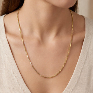 Box Chain 14kt Yellow Gold over 925 Sterling Silver 24inch 1.85mm on model