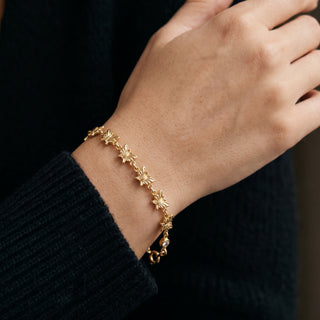 Butterfly Link Bracelet 10K Yellow Gold 7inch/8.1mm worn on the wrist