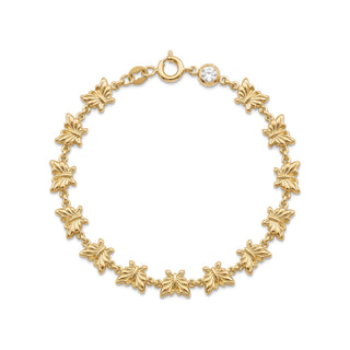 Butterfly Link Bracelet 10K Yellow Gold 7inch/8.3mm