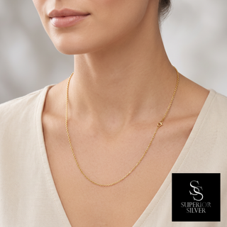 Cable Link 10K Yellow Gold 22inch/1.0mm - worn on model
