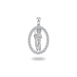 Catholic Saint Oval Medal Moissanite Pendant