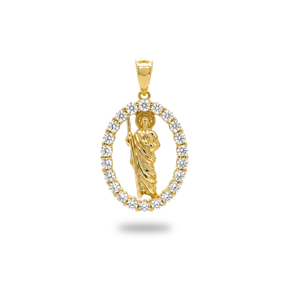 Catholic Saint Oval Medal Moissanite Pendant view 3