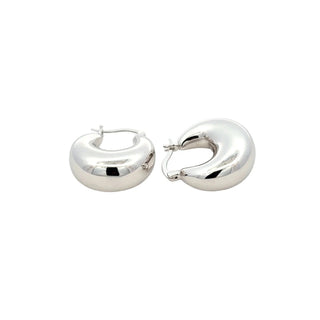 Chunky Puffed Dome Hoop Earrings in sterling silver