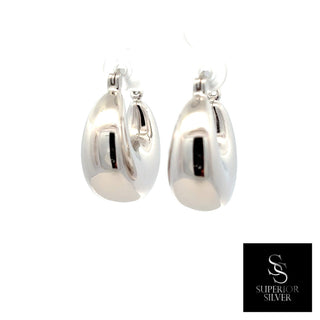 Chunky Puffed Dome Hoop Earrings in sterling silver, view 3